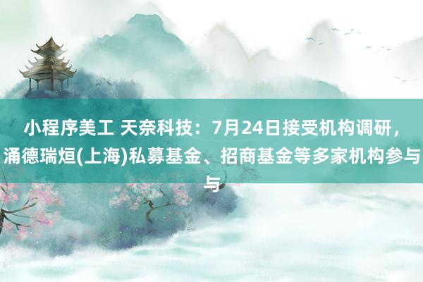 小程序美工 天奈科技：7月24日接受机构调研，涌德瑞烜(上海)私募基金、招商基金等多家机构参与