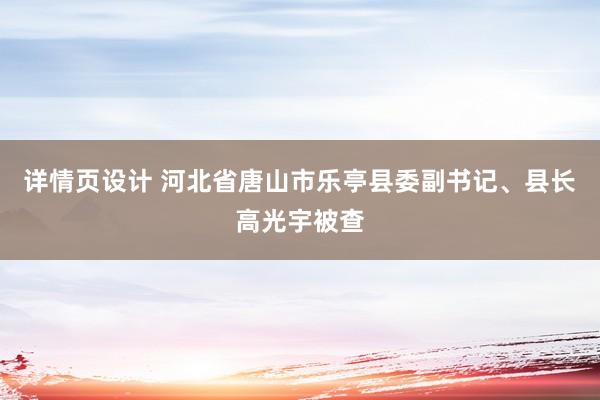 详情页设计 河北省唐山市乐亭县委副书记、县长高光宇被查